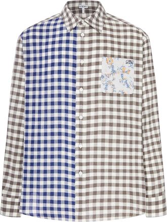 Loewe WOOL-COTTON BLEND FLANNEL SHIRT WITH CONTRASTING PATCHWORK CONSTRUCTION - Loewe - Man