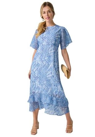 Jessica London Double Flounce Georgette Maxi Dress in Blue Dreamy Abstract at Nordstrom, Size 14
