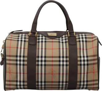 Burberry Haymarket Beige Canvas Travel Bag (Pre-Owned)