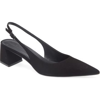 Steve Madden Robyn Pointed Toe Slingback Pump in Blk Nubuck at Nordstrom Rack, Size 8