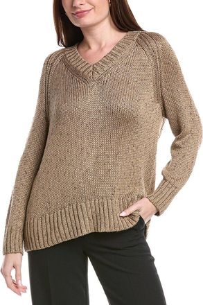 Lafayette 148 New York Raglan Sleeve V-Neck Silk-Blend Sweater
