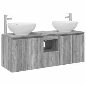 vidaXL Juego De Muebles De Ba&ntilde;o 3 Uds. Sonoma Gris 49,5 X 44,5 X 65 Cm Vidaxl