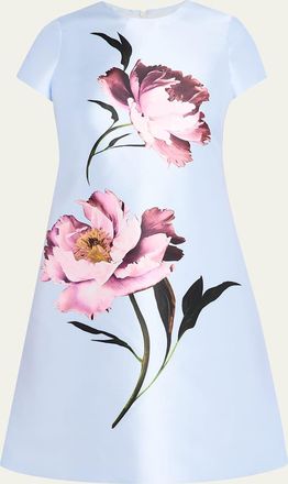 Teri Jon Floral-Print Faille Dress