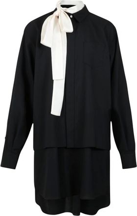 sacai Kleedjes, Dames, Zwart, L, Korte Chemisier Jurk