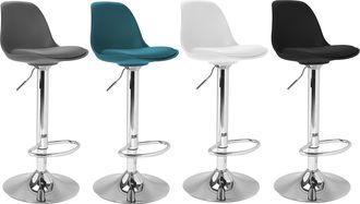 IDMarket Set Di 4 Sgabelli Da Bar Karl Grigio Scuro, Blu Anatra, Bianco E Nero