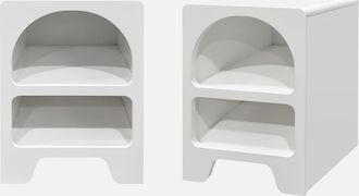 Sweeek Sweeek - Mesita De Noche Efecto Madera Blanca, Set De 2, Thessa, Blanco, 40x40x55 Cm