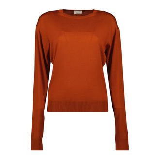 Saint Laurent Cashmere Knitwear, female, Orange, Size: S Orange Wool and Cashmere Sweater