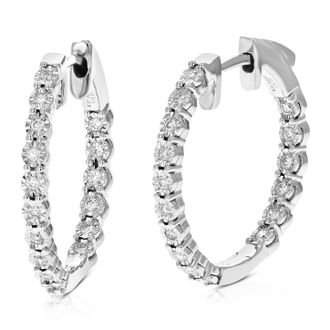 Vir Jewels 1/4 cttw Lab Grown Diamond Hoops Earrings in Sterling Silver With Hidden Post For Women