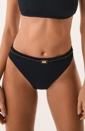 Vix Mia Lindsay Buckle Bikini Bottoms in Black at Nordstrom, Size X-Large