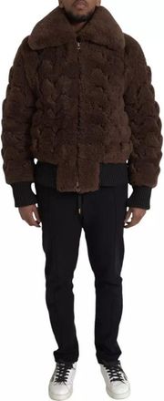 Bottega Veneta Mens Brown Fur Lamb Shearling Coat Jacket Wool Clothing