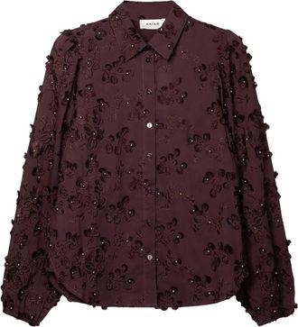 Aaiko Lien Beads Blouse - Dames - Blouses & Shirts - Paars - Maat: M Katoen