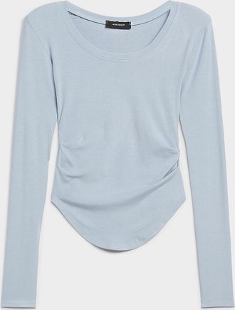 Icone Womens Pleated-waist shoulder-tab cropped T-shirt