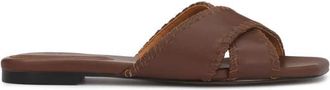 Kazar Platte Leren Slippers - Dames - Sandalen - Bruin - 36 EU - Leer - Schoenen
