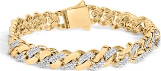 House of Brilliance 925 Sterling Silver 1/2 Cttw Diamond Cuban Curb Chain Bracelet- 8.5 Inches