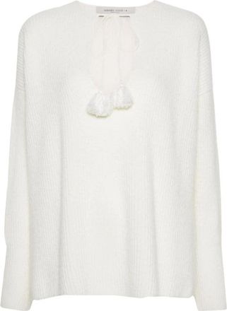 Golden Goose Journey Knit Raglan Sleeves Sweater - Dames - Ronde hals truien - Beige - S - Wol - Truien & Vesten