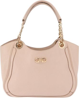 Ferragamo Betulla Chain Tote Leather Pink Leather Handbag (Pre-Owned)