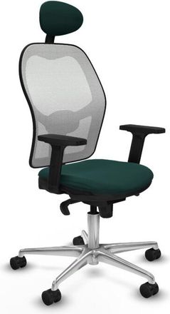 Piqueras y Crespo Piqueras Y Crespo - Jorquera Sincro Malla Blanca Similpiel Verde Botella Brazos 2d Base Aluminio Cabecero Fijo Ruedas 65mm Nailon