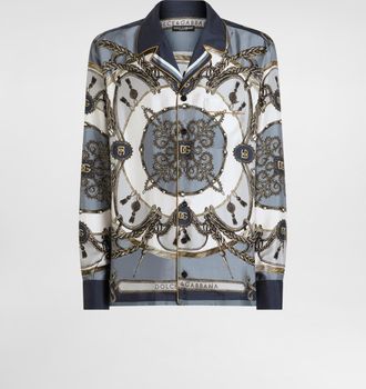 Dolce & Gabbana Cargo-print Silk Twill Shirt - Man Shirts Multicolor 37