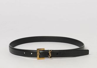Saint Laurent Cintura sottile Cassandre in pelle martellata con monogramma YSL