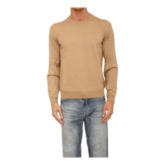 HUGO BOSS Round-neck Knitwear, male, Brown, M, Knitwear Cammello