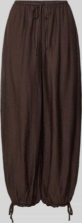 Gina Tricot Ballon Hose aus Viskose-Mix mit Kordelzug am Saum in Dunkelbraun, Gr&ouml;&szlig;e XS