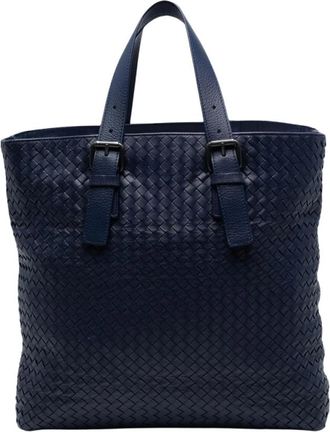 Bottega Veneta Pre-owned Tote Bags, female, Blue, Size: ONE SIZE Pre-owned Woven Leather Tote Bag