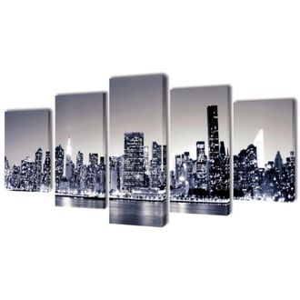 vidaXL vidaXL Set Stampa su Tela da Muro New York Monocromatico 200x100 cm