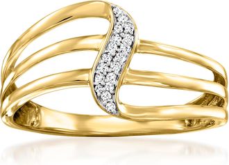 Ross-Simons Diamond-Accented Swirl Ring in 14kt Yellow Gold