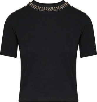 John Richmond T-shirt met juweeldetails - Dames - T-shirts - Zwart - M - Tops
