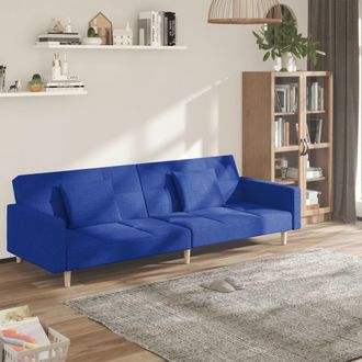 vidaXL Vidaxl - Sof&aacute; Cama De 2 Plazas Con Dos Almohadas Tela Azul