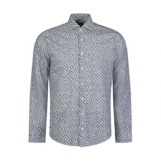 Roy Robson Slim Fit Bloemenprint Shirt - Heren - Zakelijke Overhemden - Blauw - M - Katoen - Overhemden