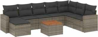 vidaXL Set De Muebles De Jard&iacute;n 9 Pzas Y Cojines Rat&aacute;n Sint&eacute;tico Gris Vidaxl