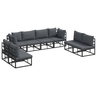 Berkfield Home Garden Sofa Set 8 pcs Black 283 x 71.5 x 71 cm Aluminium