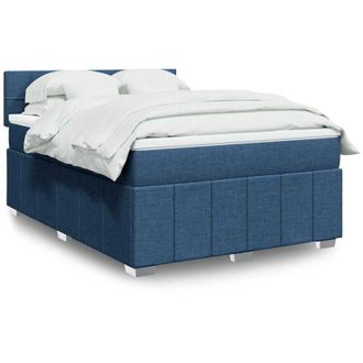vidaXL Cama Box Spring Con Colch&oacute;n Tela Azul 140x190 Cm Vidaxl