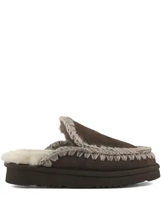 Mou Eskimo crochet mules - women - Sheepskin/Rubber/Wool/Sheep Skin/Shearling - 41 - Brown