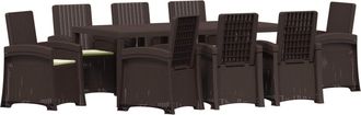 vidaXL Conjunto De Comedor De Jard&iacute;n 9 Uds. Marr&oacute;n Y Crema Pp Vidaxl