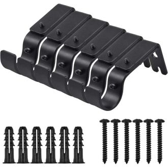 OEM Soportes De Pared Ajustables Para Cortinas - Juego De 6 Unidades En Metal Negro Con Tornillos Incluidos
