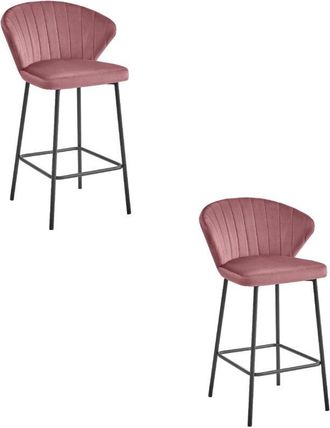 OEM Taburete Gatta - Terciopelo Rosa Oscuro / Patas Negras X 2