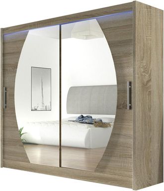 Mirjan24 Mobilier1 - Armario Closico 102, Roble Sonoma, 215x180x58cm, Puertas De Armario: Correderas, N&uacute;mero De Estantes: 0, Led