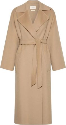 Max Mara Lange ceintuurjas - Dames - Jas met riem - Beige - 3XS - Wol - Jassen