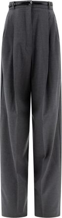 Sportmax Oversized Stretch Wool Broeken - Dames - Wijde Broeken - Grijs - 2XS - Wol - Broeken