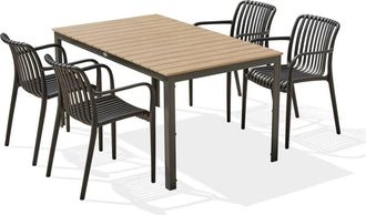 DCB Garden Conjunto de comedor de jardín 4 plazas de aluminio