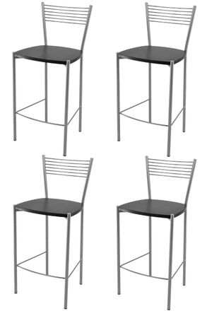 Tommychairs Tommychairs 4 Taburetes Elegance En Acero Aluminio Asiento Madera Wengu&eacute;
