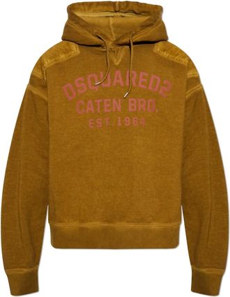 Dsquared2 Bedrukte Sweater - Heren - Hoodies - Bruin - 2XL - Katoen - Hoodies & sweatvesten