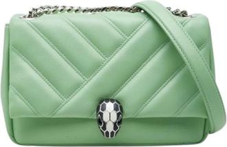 Bulgari Pre-owned Vintage Schoudertas - Dames - Vintage Schoudertas - Groen - ONE Size - Leer - Vintage