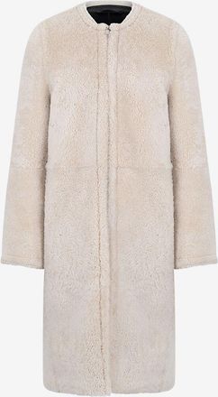 Toteme Shearlingmantel mit Rundhals und Reissverschluss Teddy