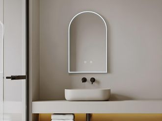 Vente-Unique Specchio per bagno ovale ad arco - Antiappannante - a LED - L50 x H80 cm - ARCADI