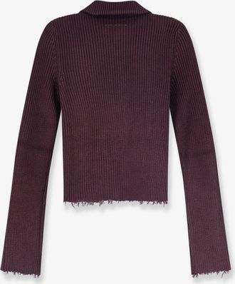 Maison Margiela Womens Cardigan Ribbed Cotton Brown Sweater