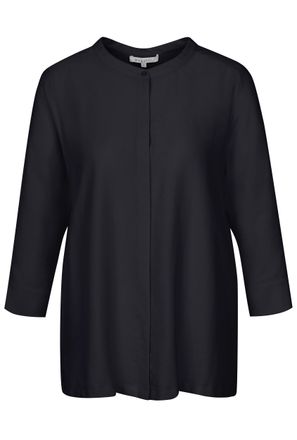 Bugatti Langarmbluse BUGATTI, Damen, Gr. 40, schwarz, 87% Viskose, 13% Polyester, normal, Rundhals, 1-Knopf-Manschette, Blusen Langarmbluse, mit Rundhals