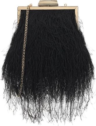 Kazar Tassen, Dames, Zwart, ONE Size, Tassel Clutch met Metalen Frame